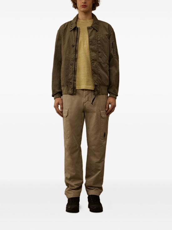 Horizontal Stripe Brown T-Shirt With Emblem Detail