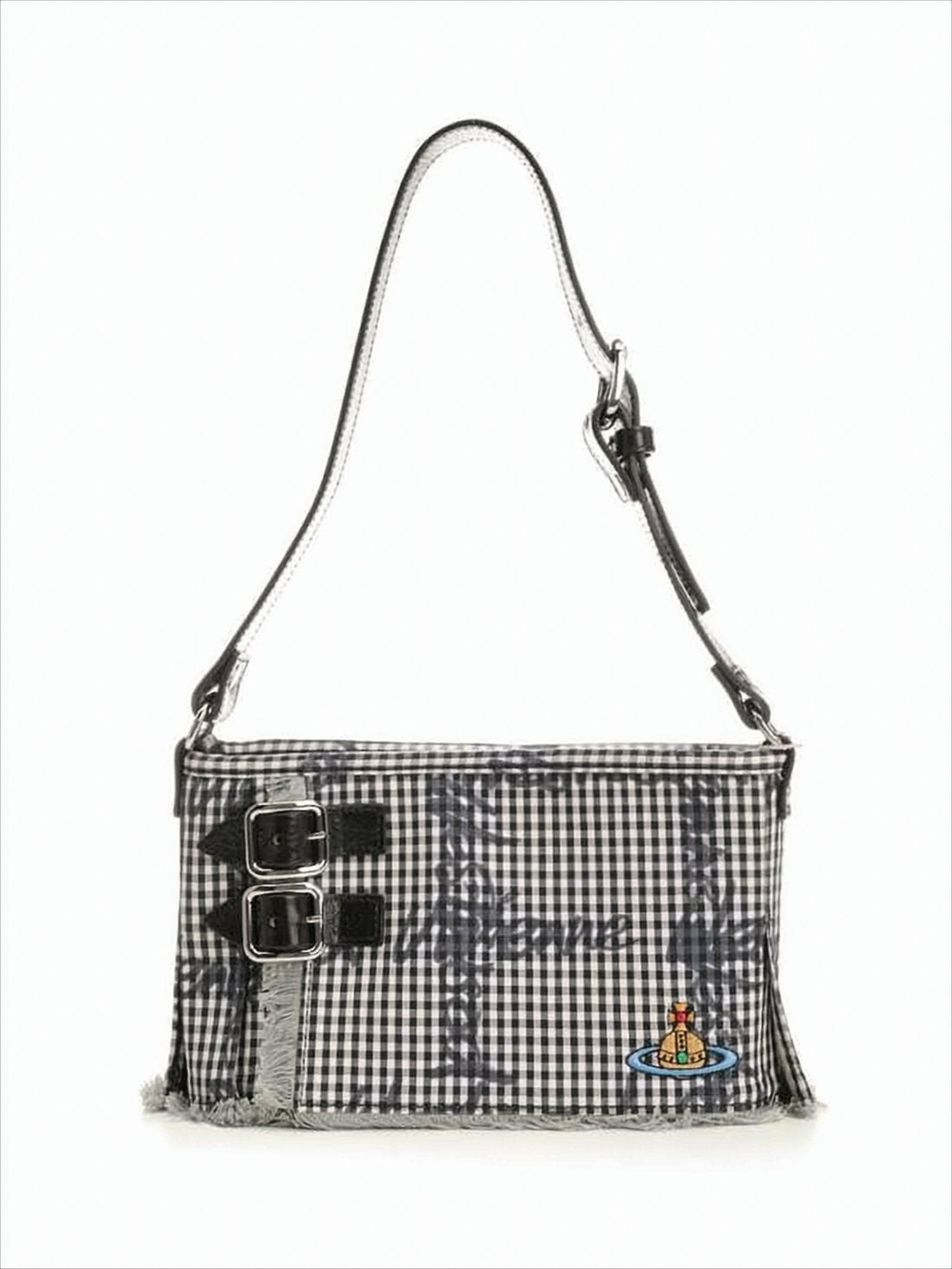 Rectangular Gingham Pattern Shoulder Bag