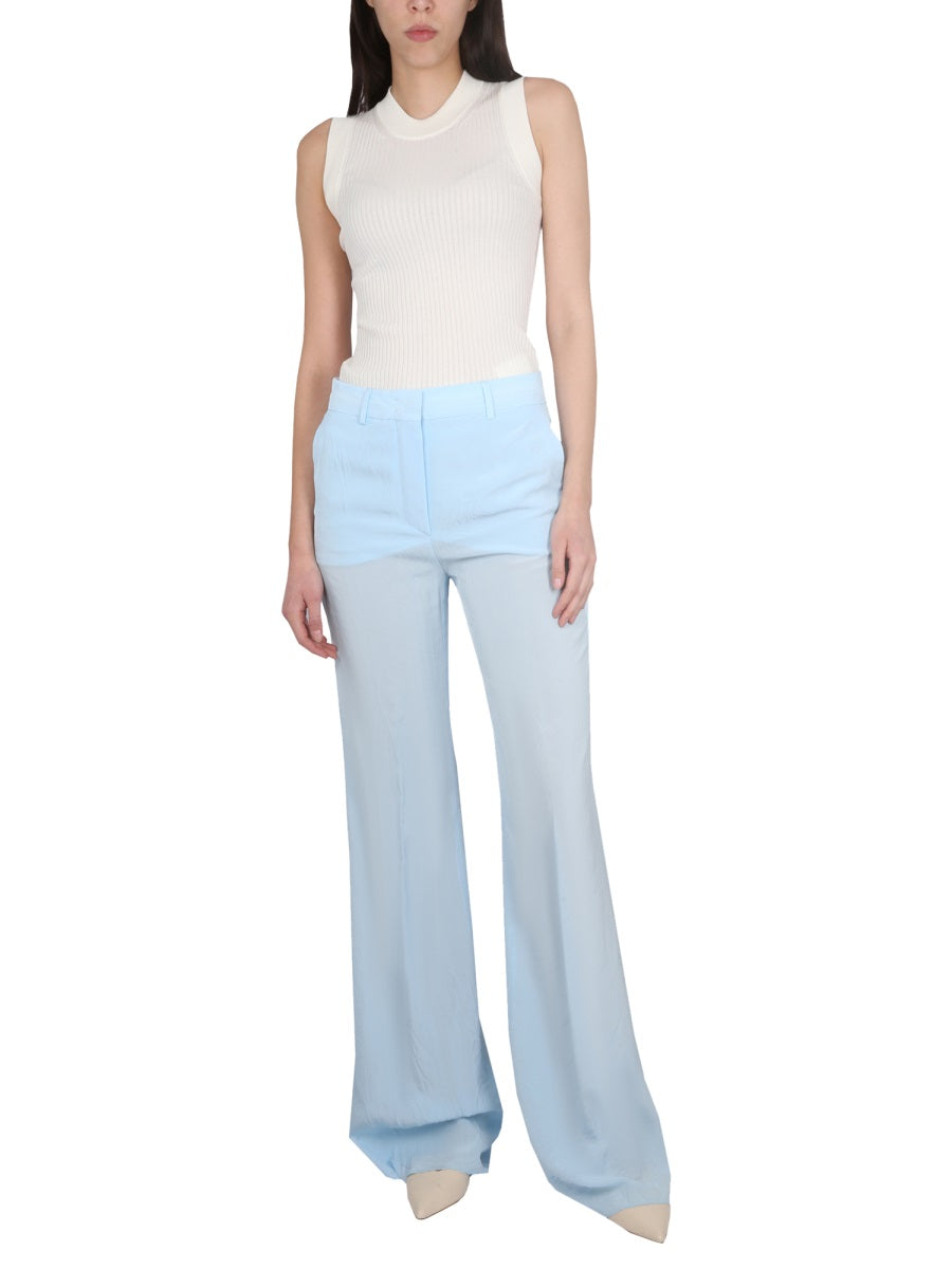 Tailored Viscose Pants with Button Closure