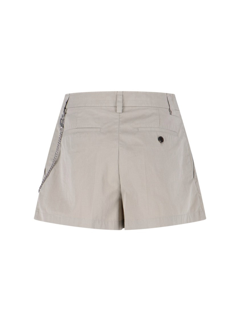 Beige Tailored Shorts With Chain Detail