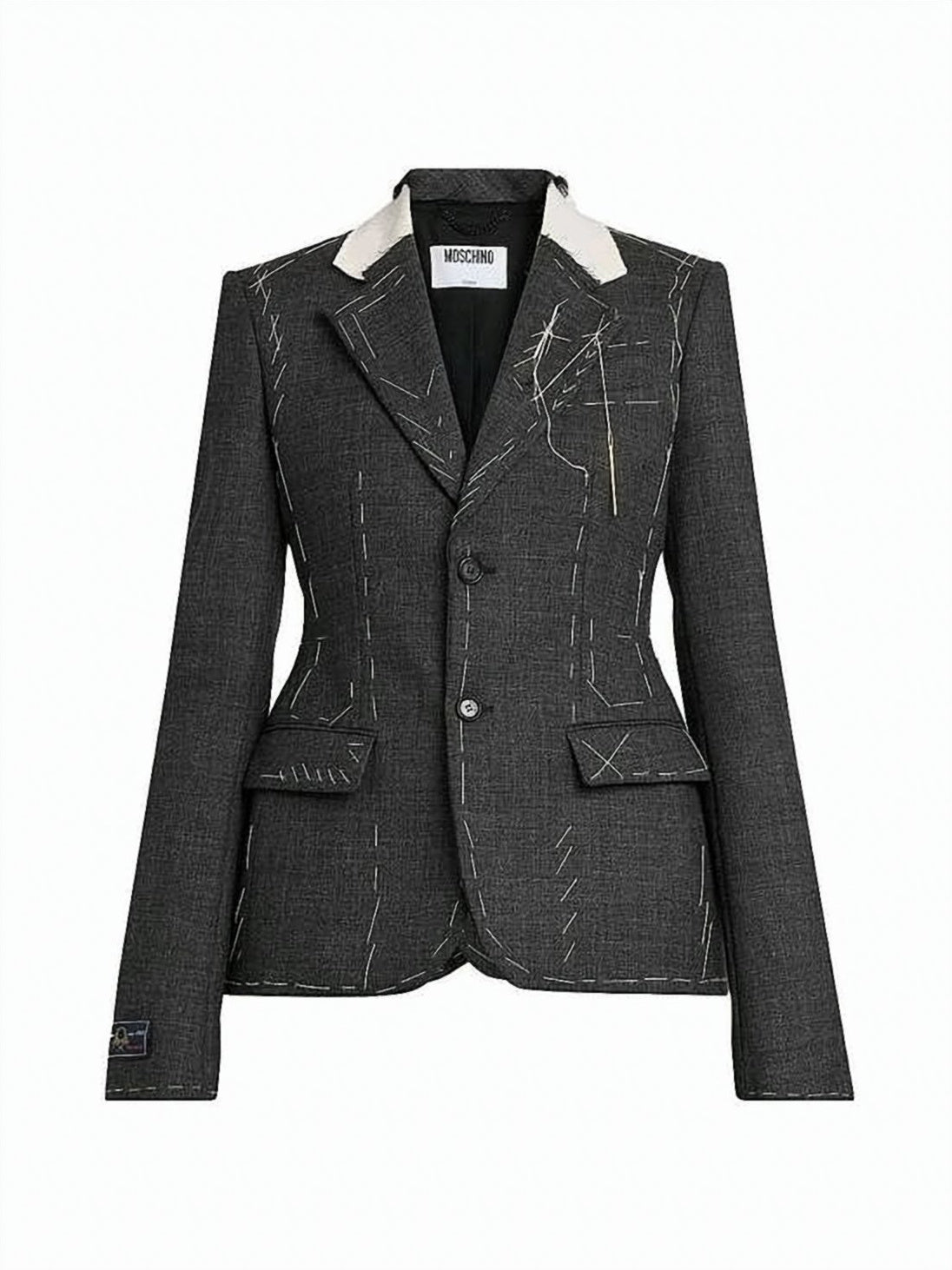 Tailored Dark Grey Wool Moschino Suit Jacket