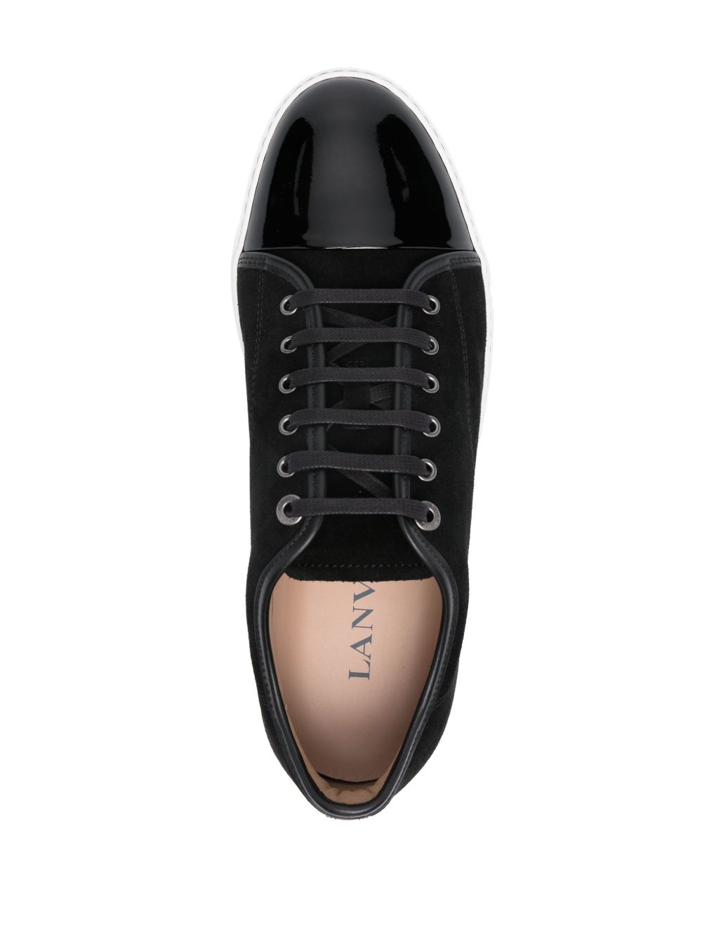 Round Toe Patent Finish Black Sneakers