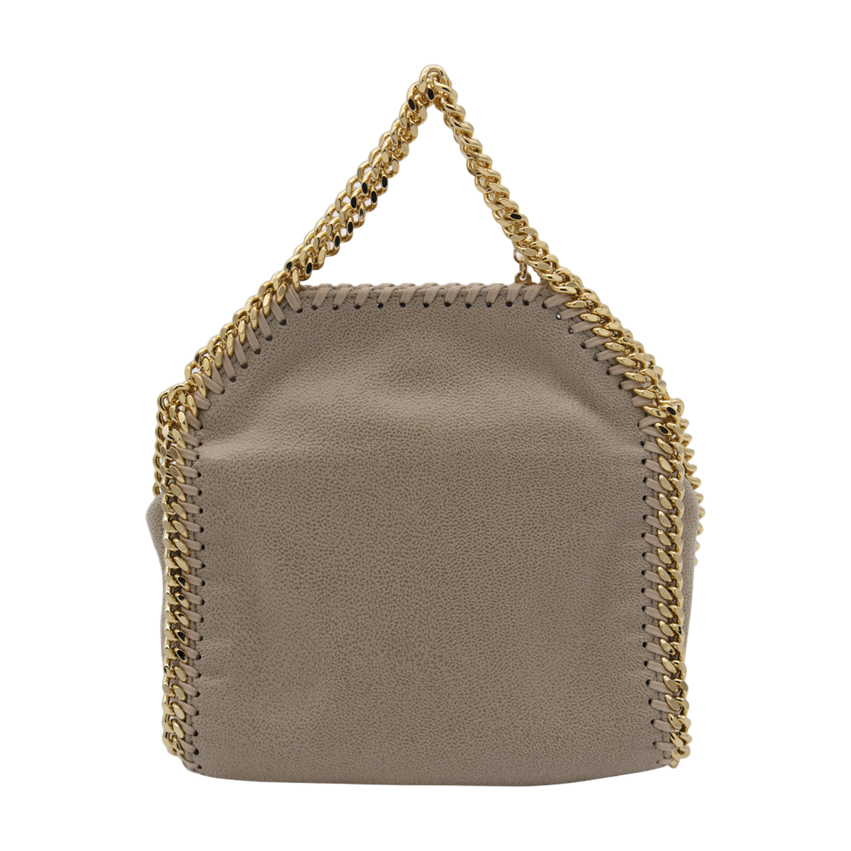 Square-shaped Taupe Bag with Gold Chain Detailing