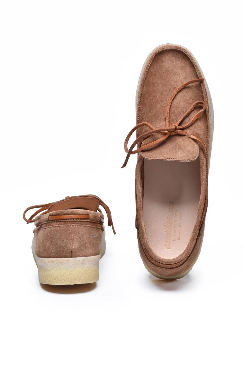 Suede Moccasin Rubber Sole - Brown
