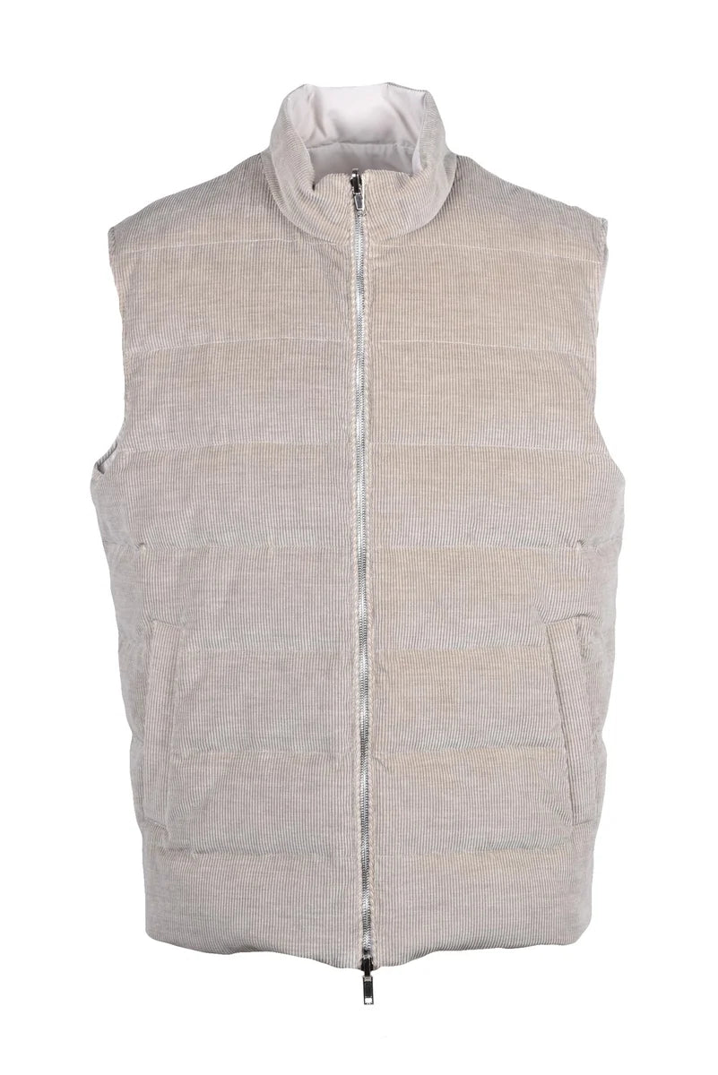 Velvet Puffer Vest - Beige