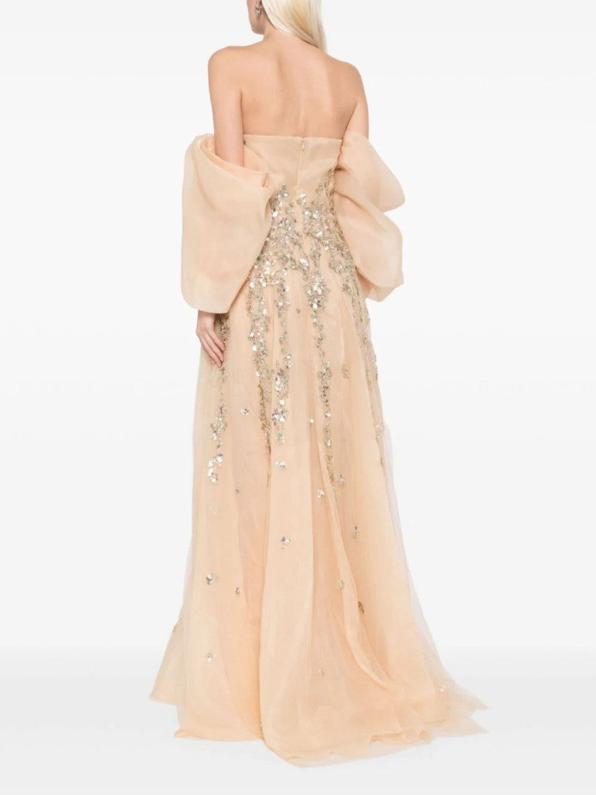 Organza Dress With Dotted Beading