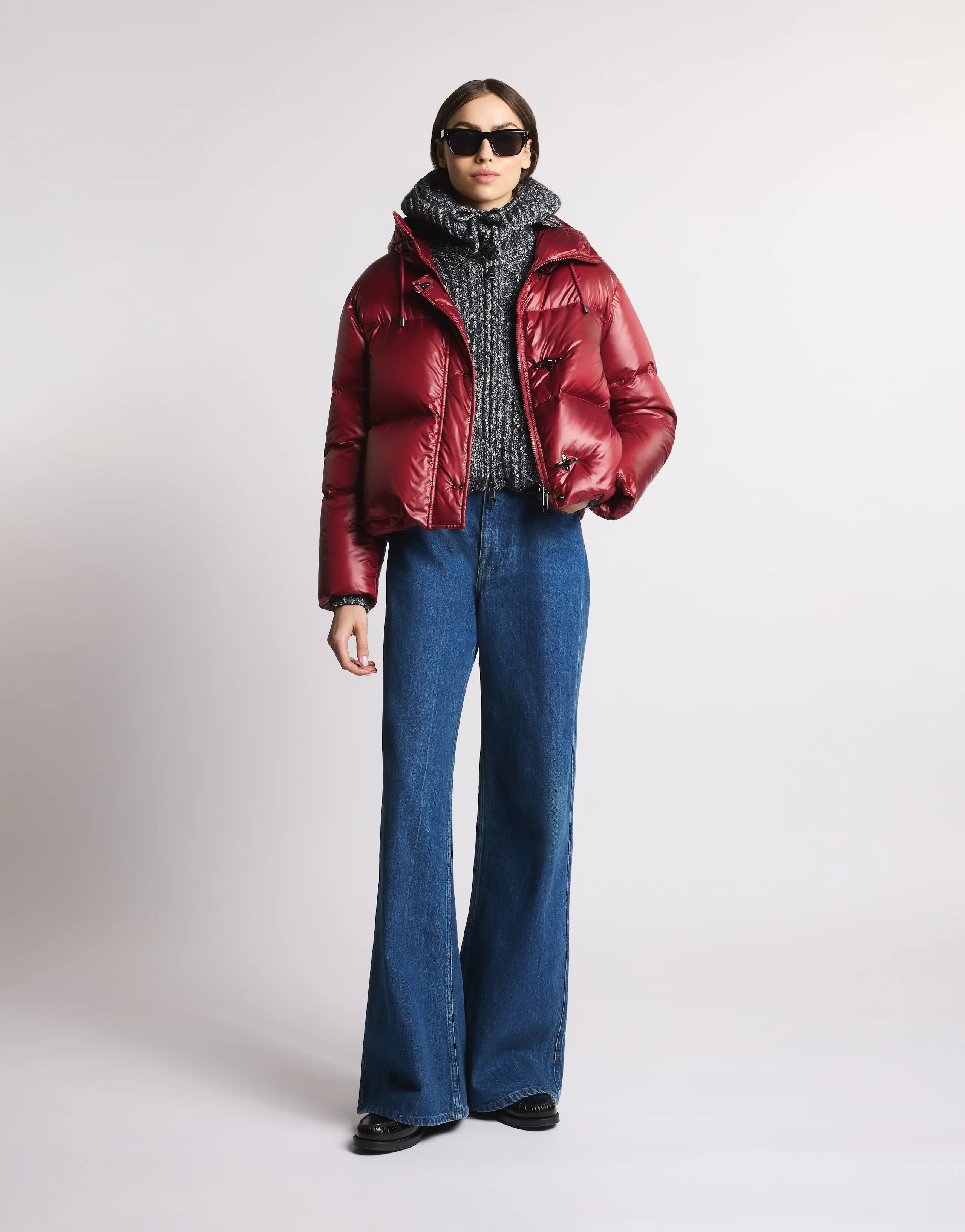 Cardinal Red Puffer Jacket With Hood