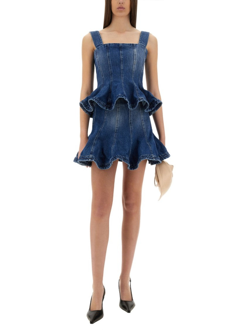 Flared Denim Skirt