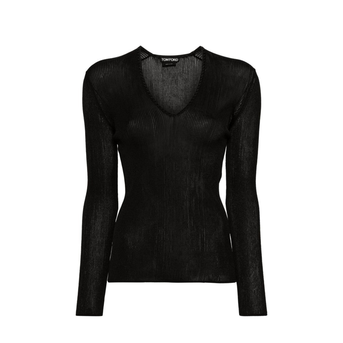 Sheer Fine-Ribbed Top
