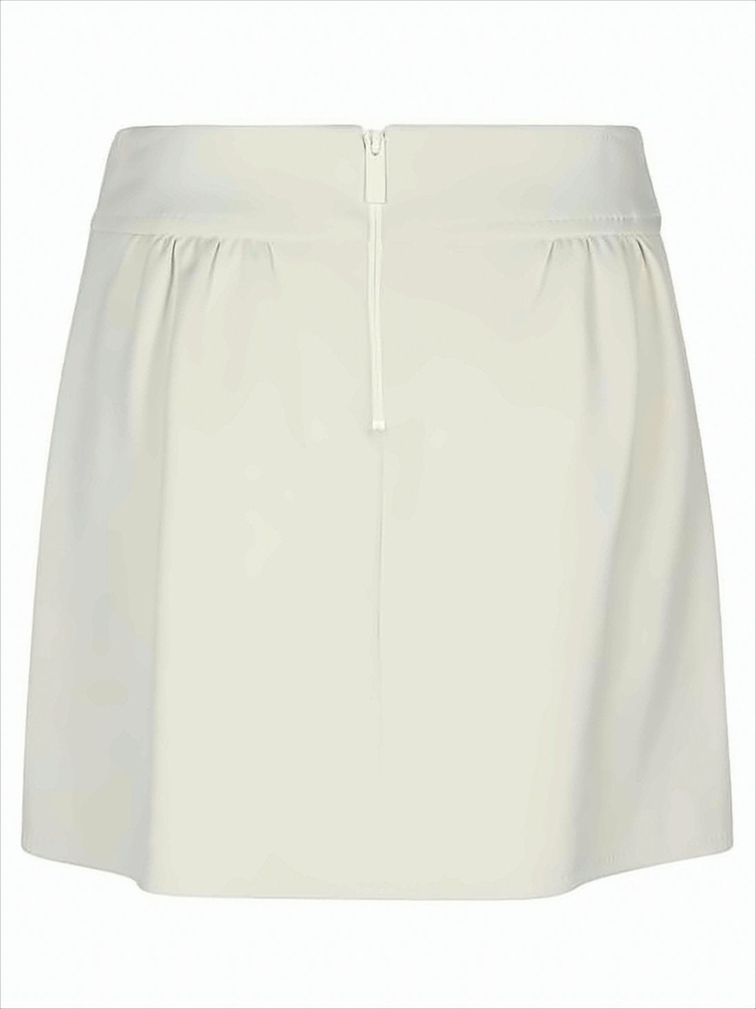 White Mini Skirt with Gathered Waistband