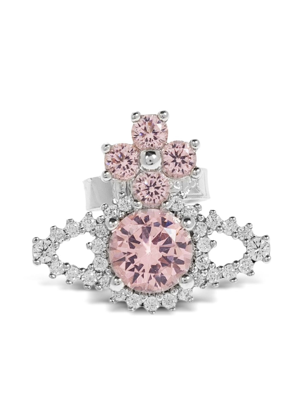 Orb-Shaped Silver-Tone Crystal Stud Earrings