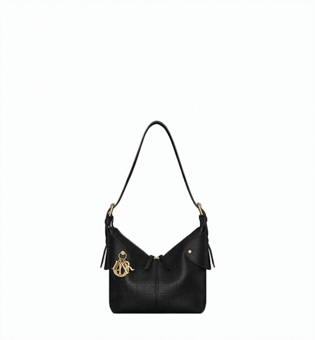 Quilted Lambskin Shoulder Bag With Calfskin Pocket And Gold Hardware