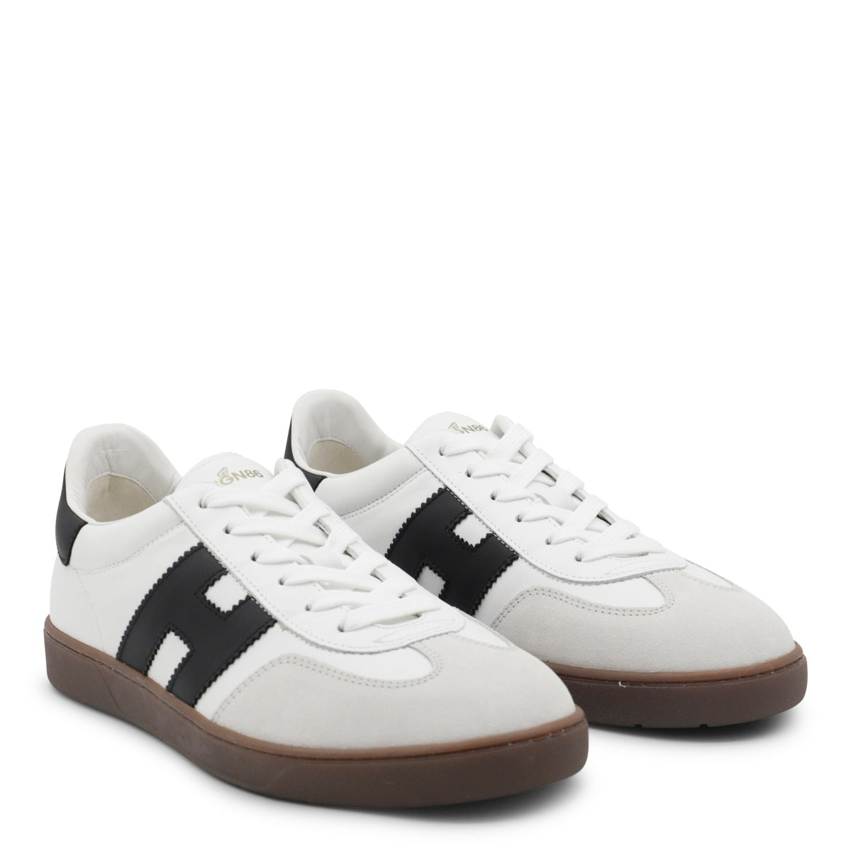 White And Black Leather Sneakers