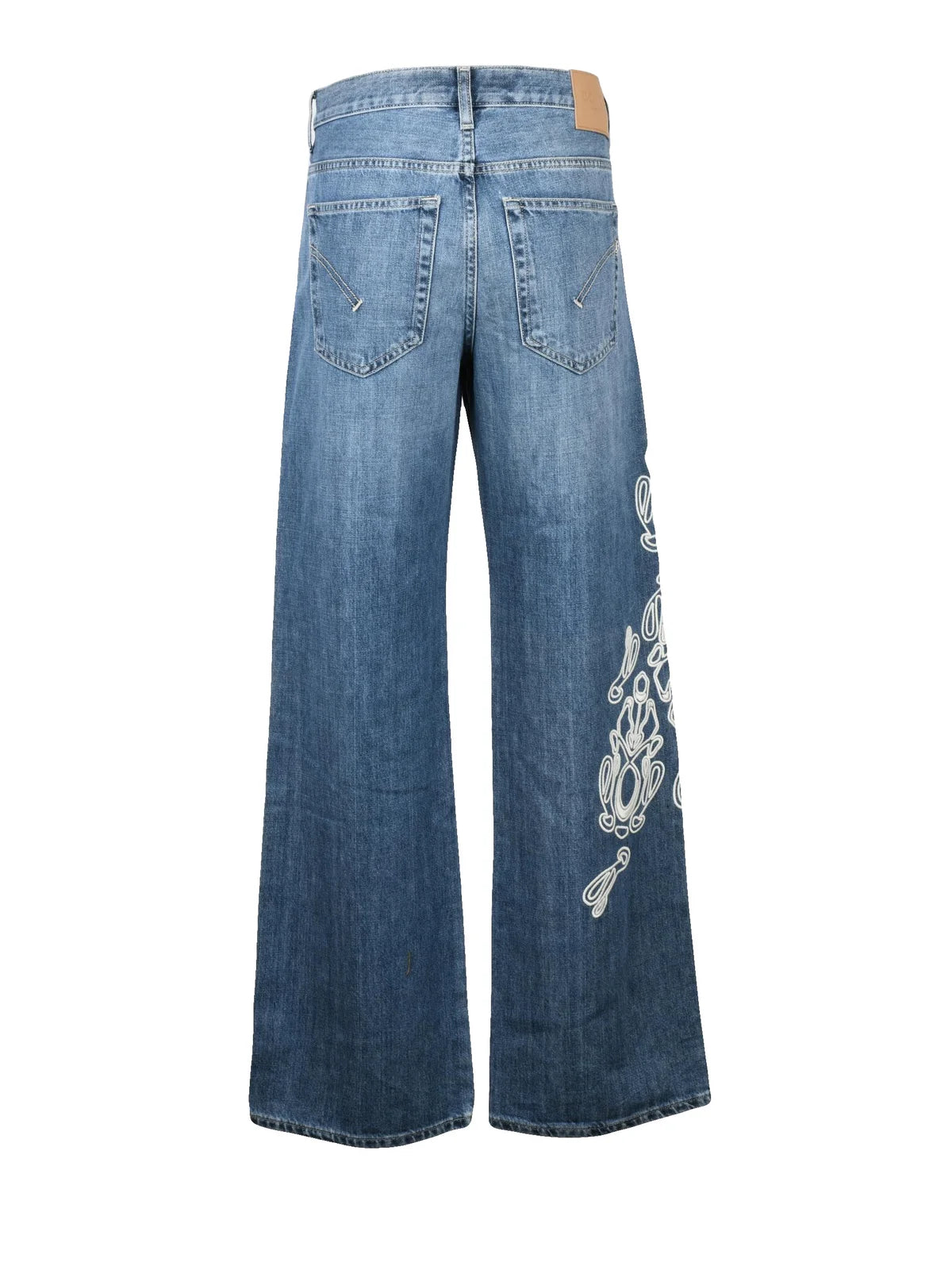 Jacklyn Wide Leg Jeans Embroidered - Blue