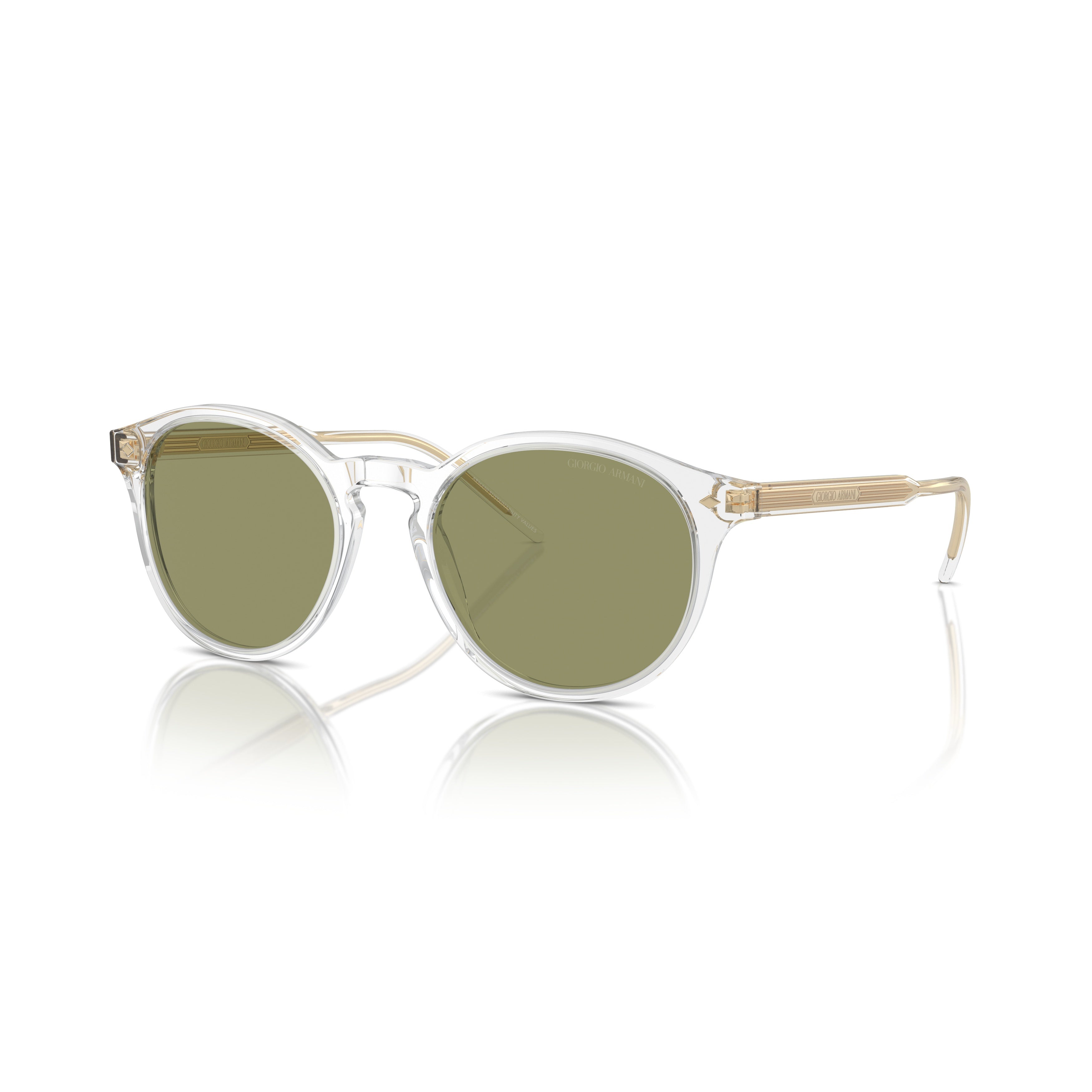 0ar8211 Round Clear Acetate Sunglasses with Golden Accents
