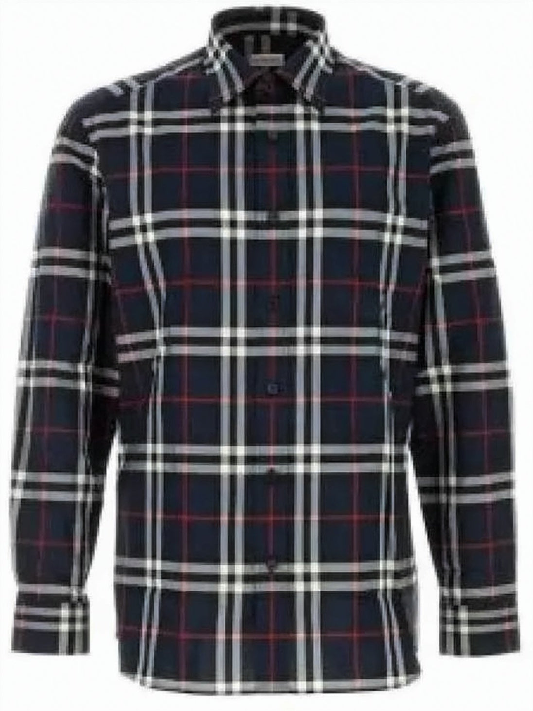 Plaid Long-Sleeve Shirt With Button-Down Collar