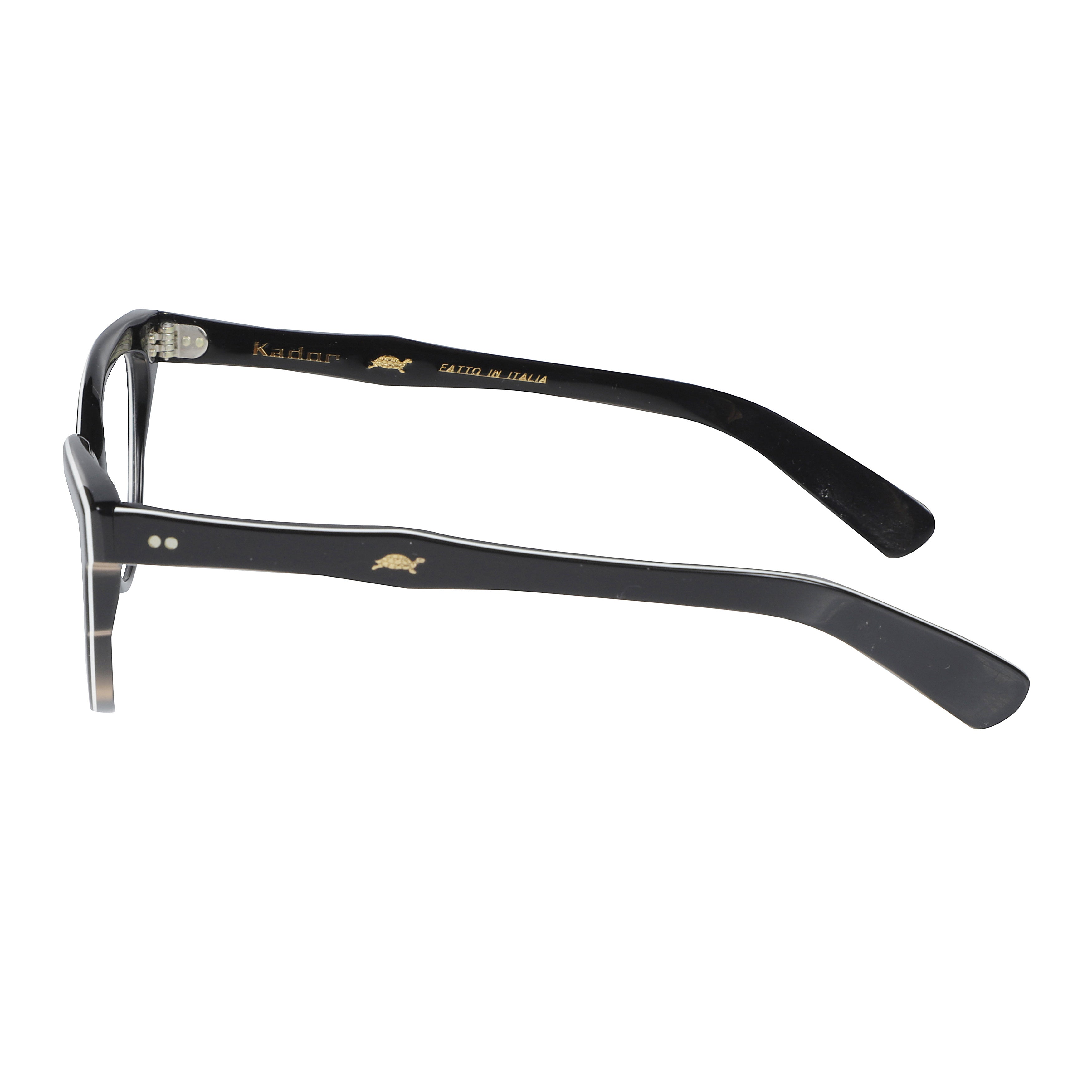 Monya Glossy Black Cat-Eye Eyeglasses with Gold Turtle Emblem