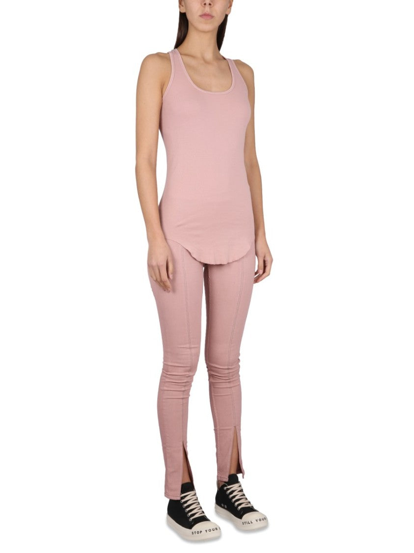 Denim Leggings With Elastic Waistband And Stylish Slits