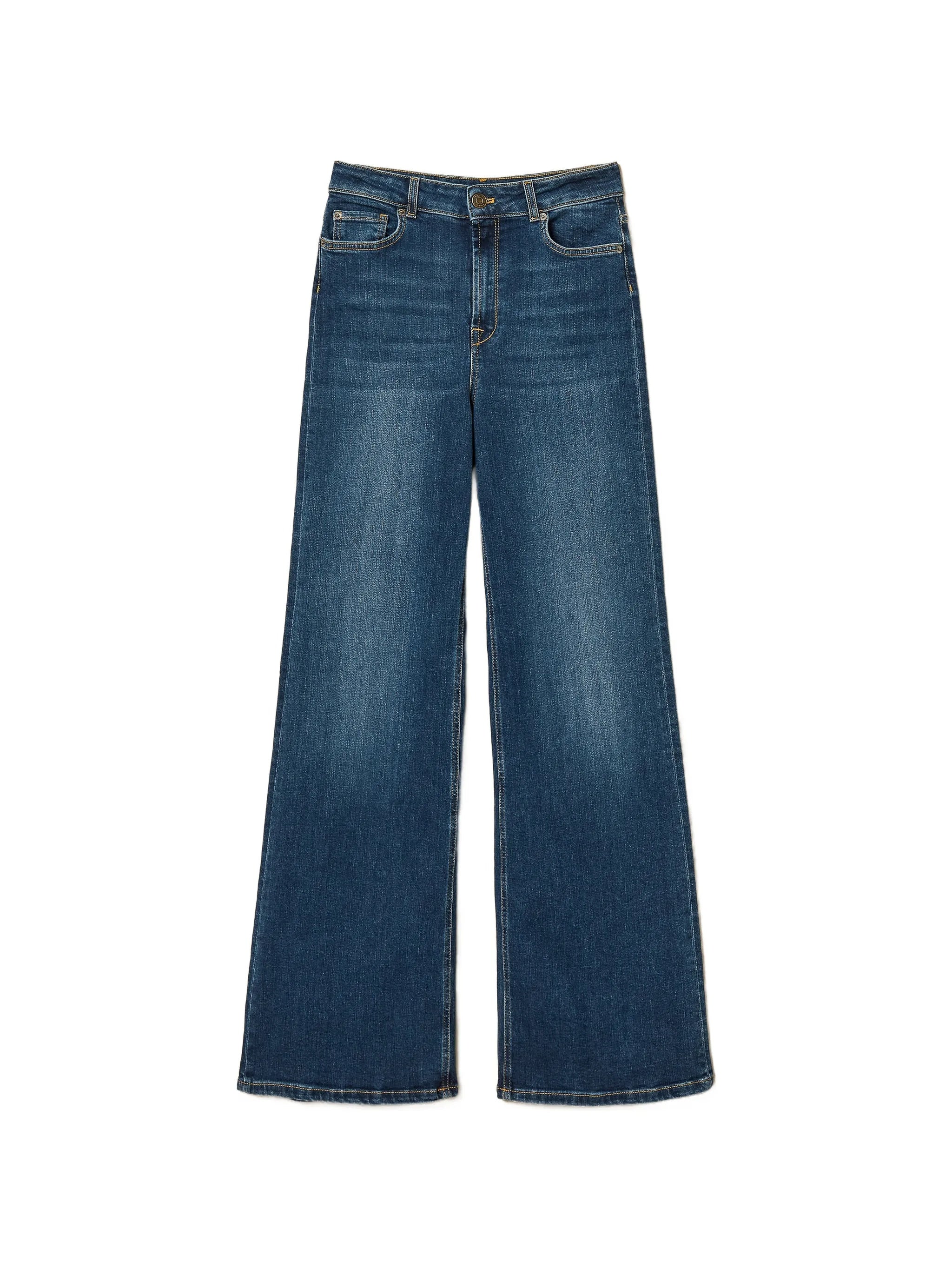 Medium Blue Pantalone Wide-Leg Jeans