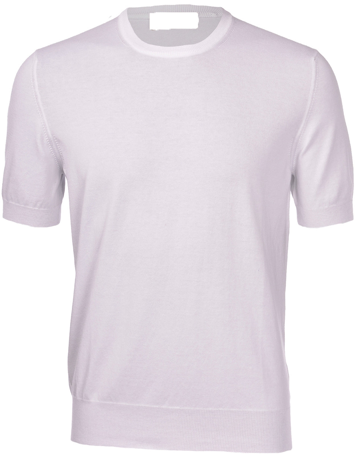 Fitted White Knit Top with Ribbed Details