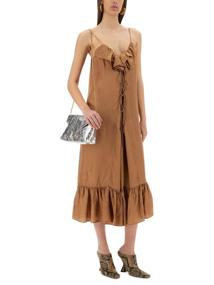 Ruffled Midi Petticoat Dress With Flowing Silhouette
