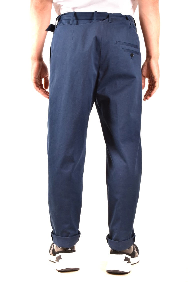 Relaxed Fit Blue Trousers With Tapered Leg