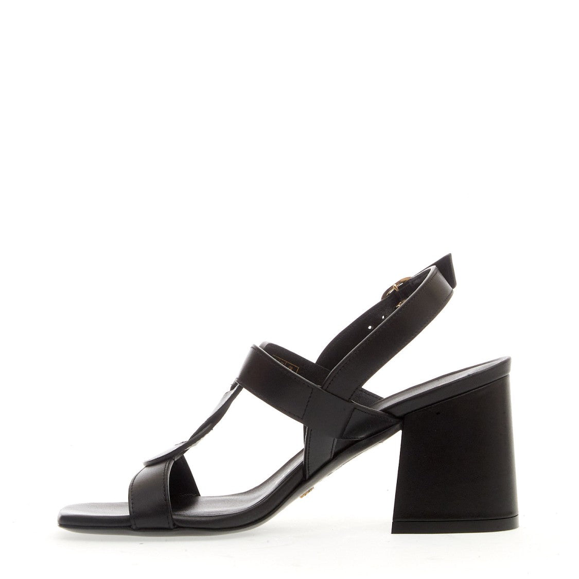 Black Braided Leather Sandal Heel 75 Mm