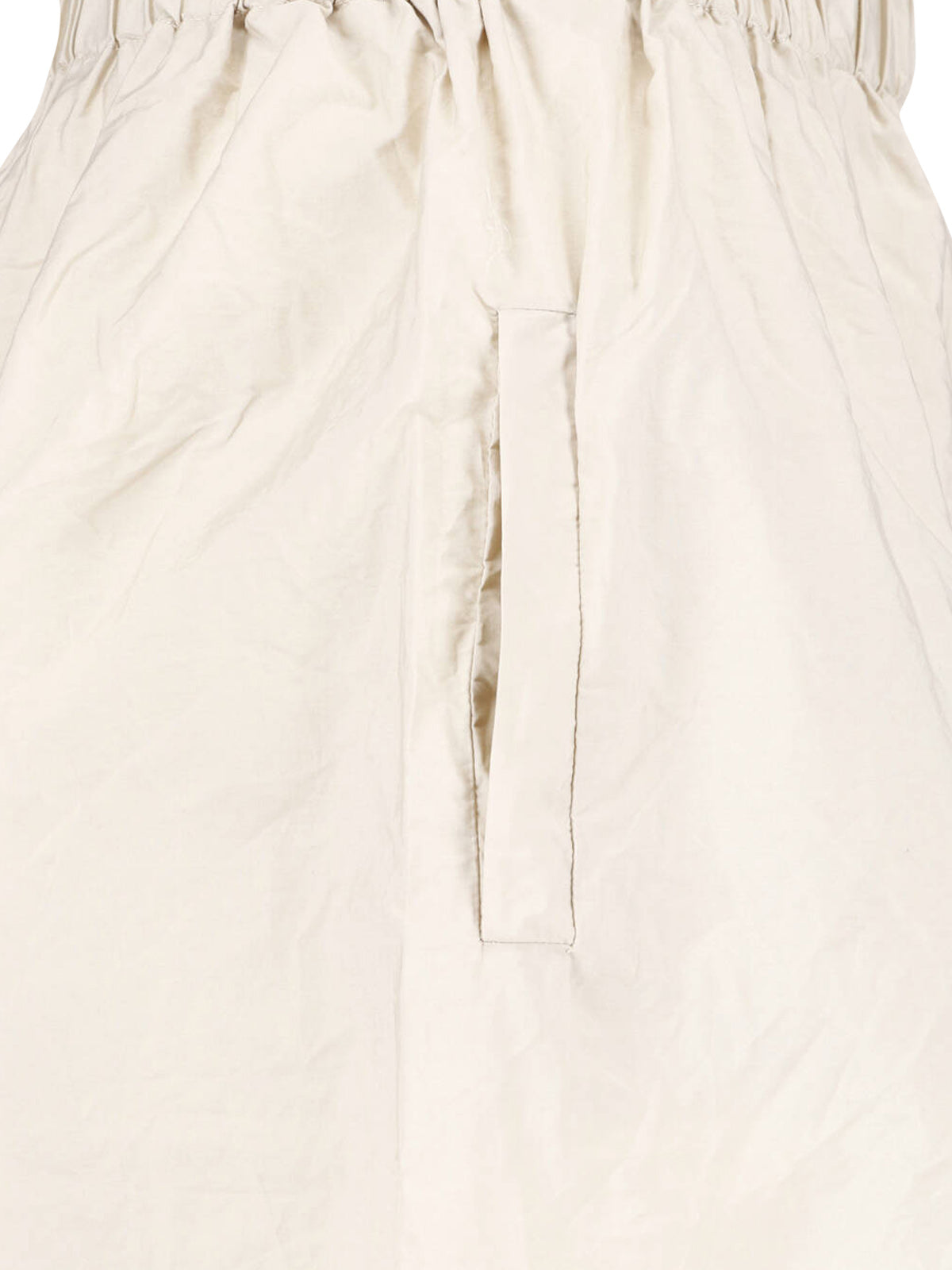White Wide-Leg Elastic Waist Trousers