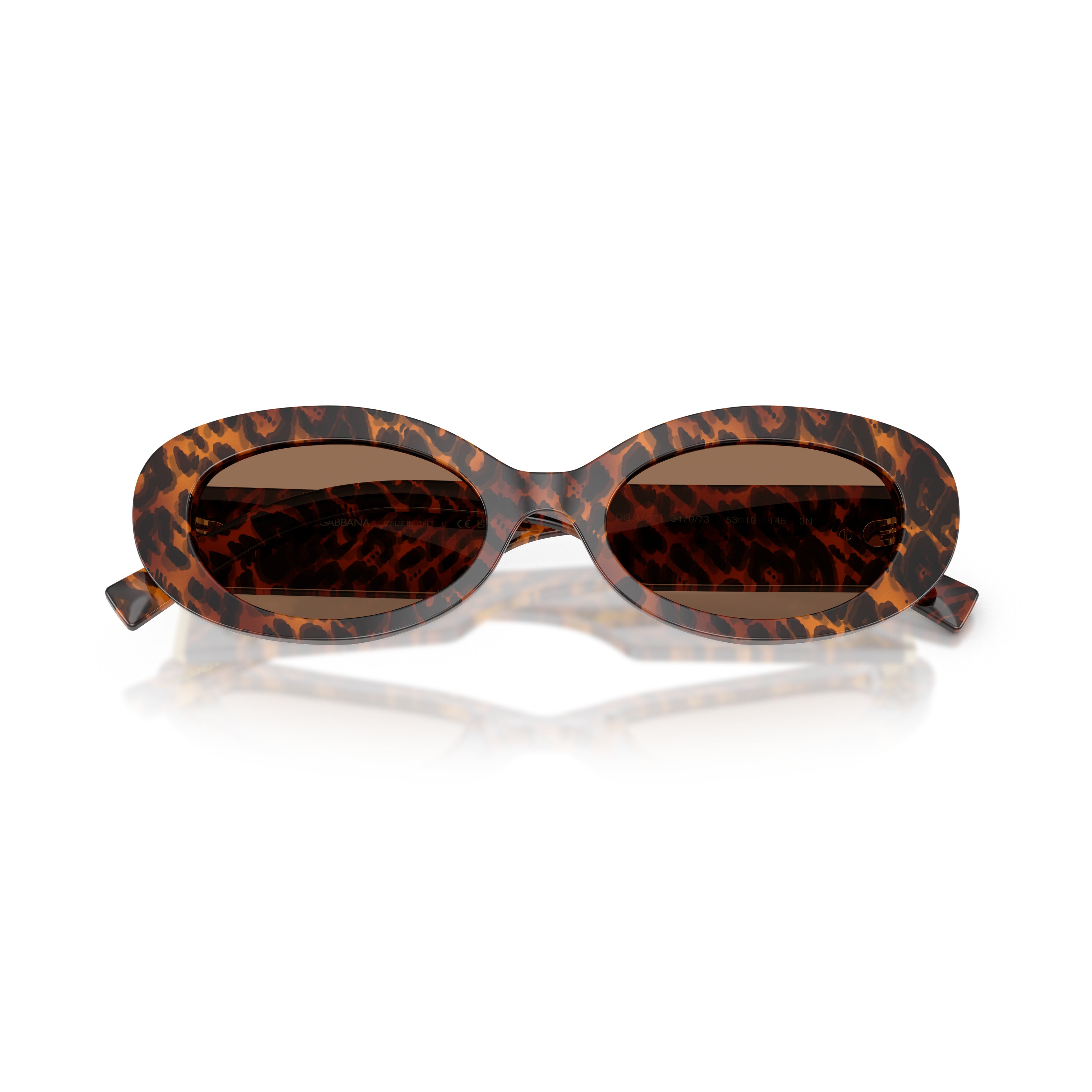 Tortoiseshell Oval Sunglasses With Gold Emblem