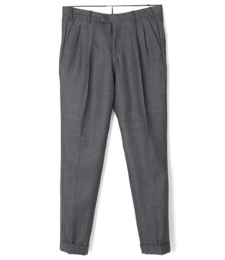 Tailored Suit Pants with Cuffed Hem and Textured Finish
