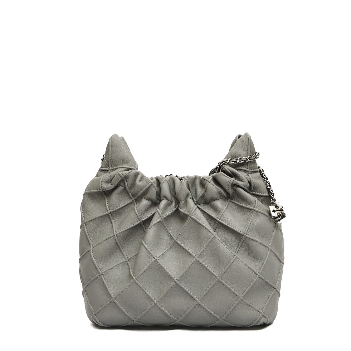 Mini Hobo Grey Leather Bag
