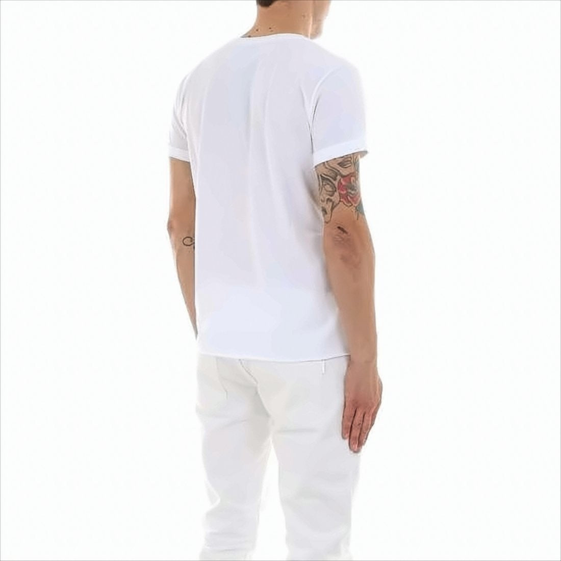Minimalist White Round Neck T-Shirt with Signature Logo