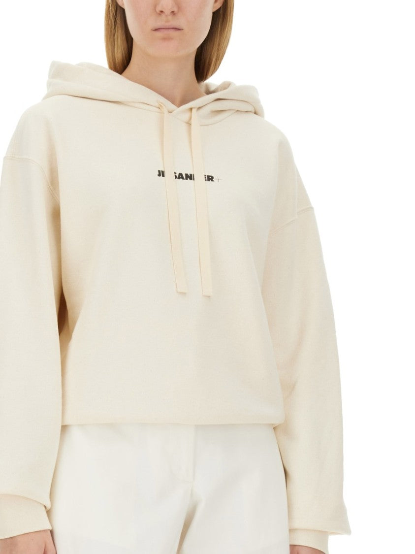 Cropped Relaxed-Fit Hoodie With Drawstring Hood