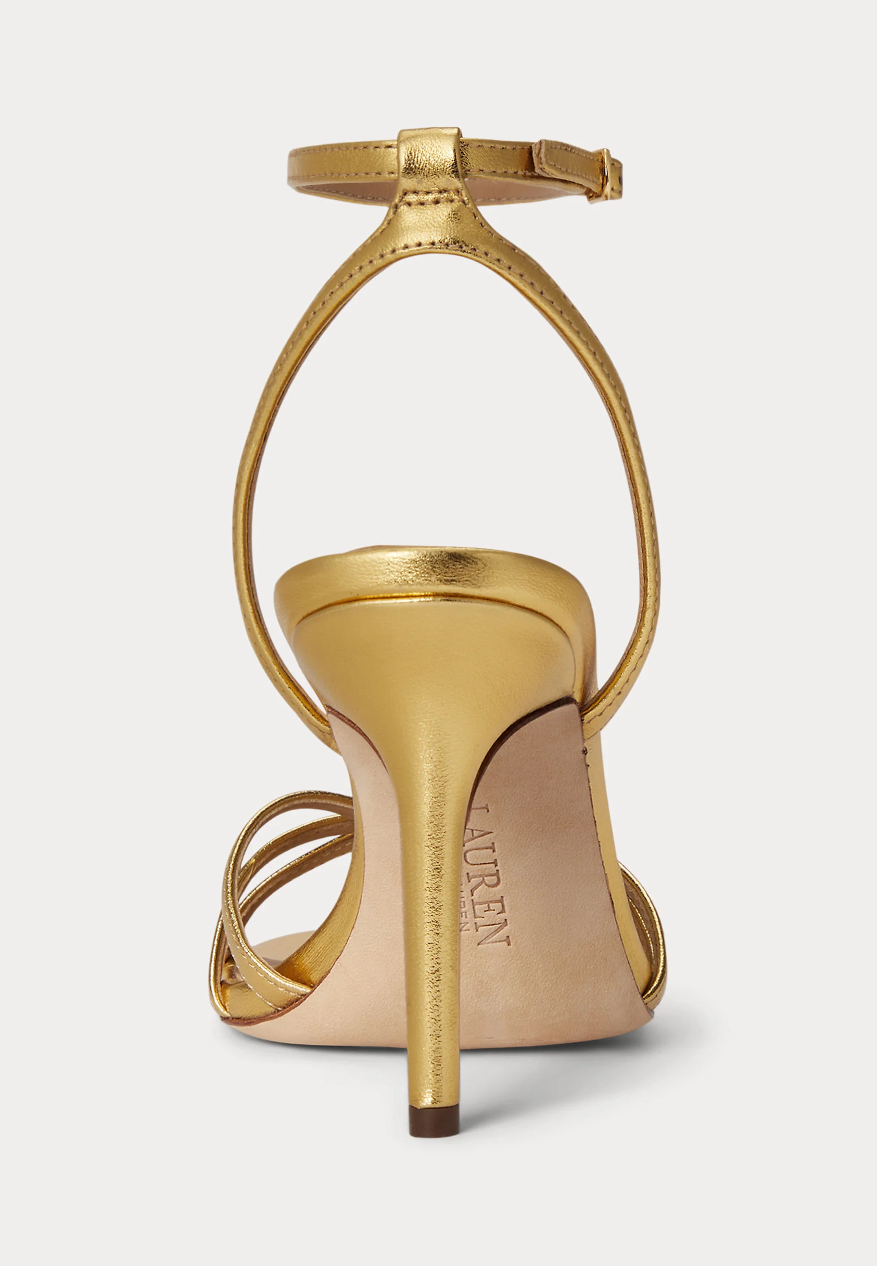 Slim Metallic Gold Sandal with Ankle Wrap