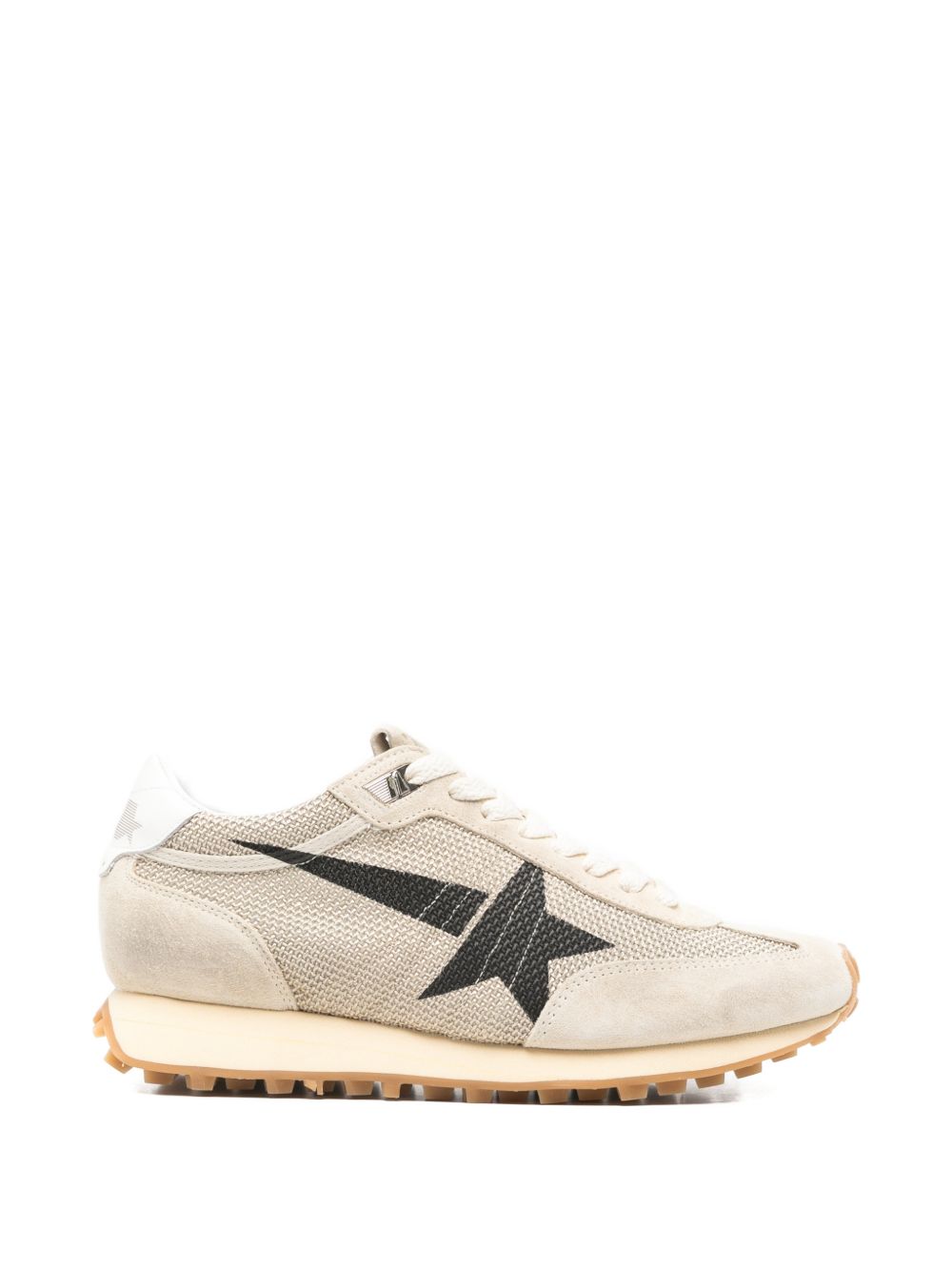 Textured Mesh Sneakers With Bold Star Graphic