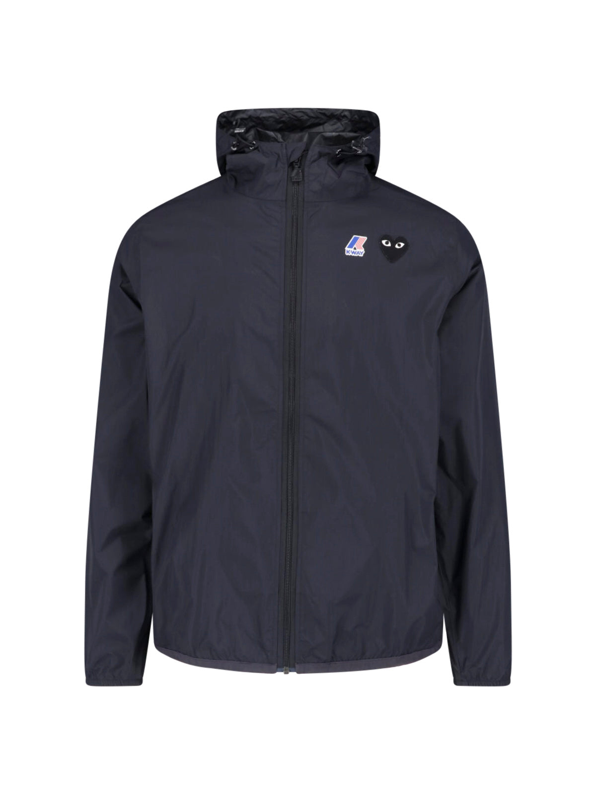 Black Minimalist Hooded Zippered Jacket