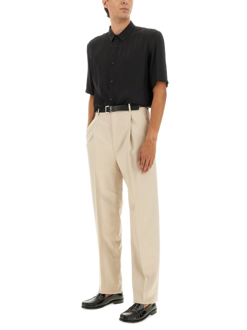 High-Waisted Straight-Leg Wool Pants