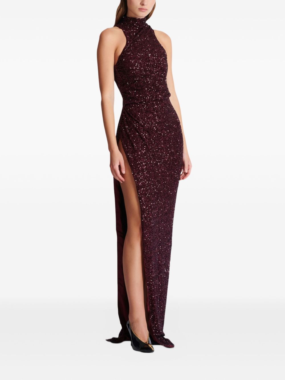 Burgundy Silk Maxi Dress