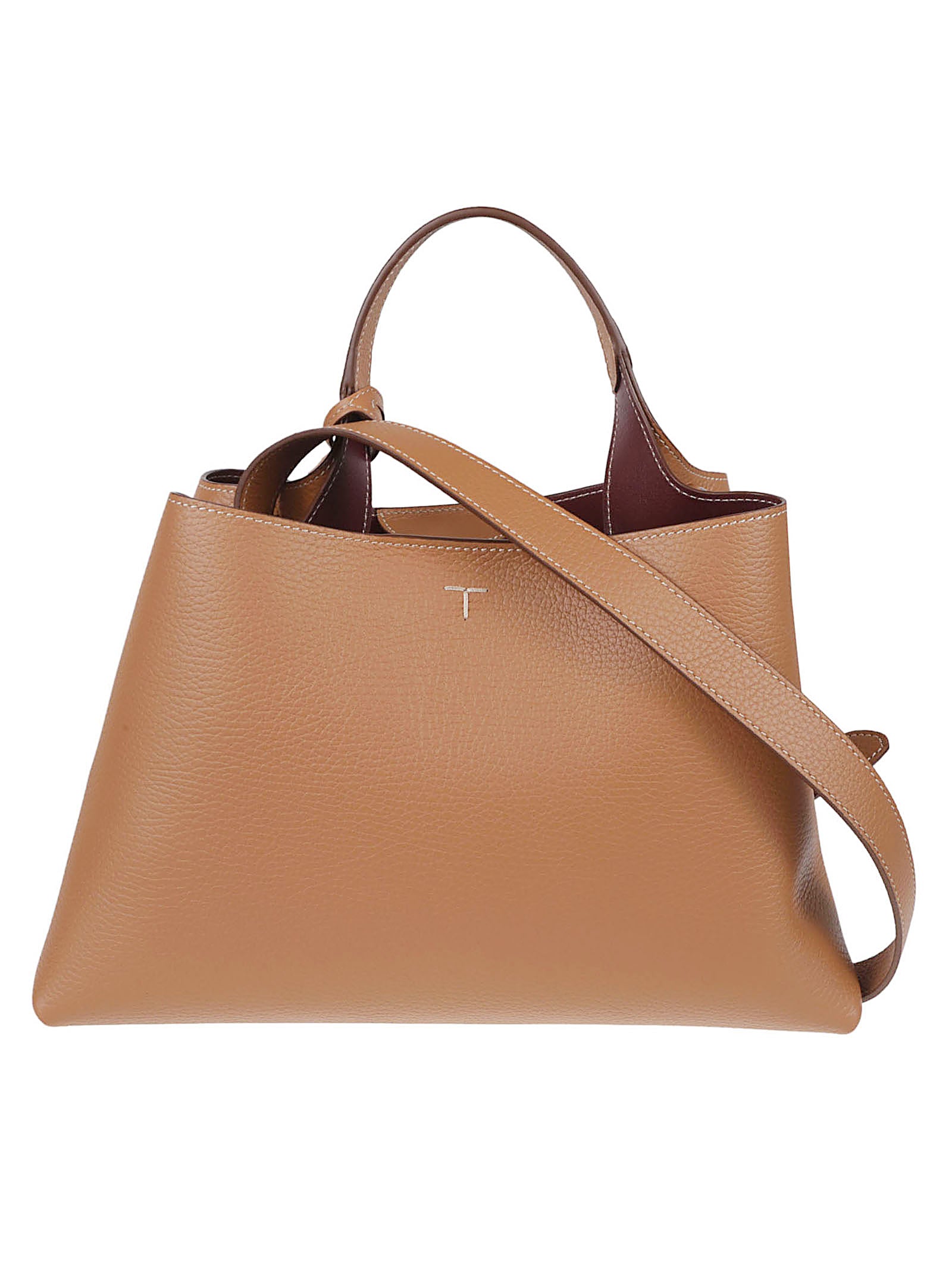 Structured Calfskin Bag With Embossed Logo