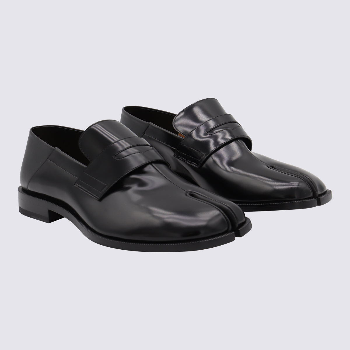 Black Leather Tabi Babouche Loafers