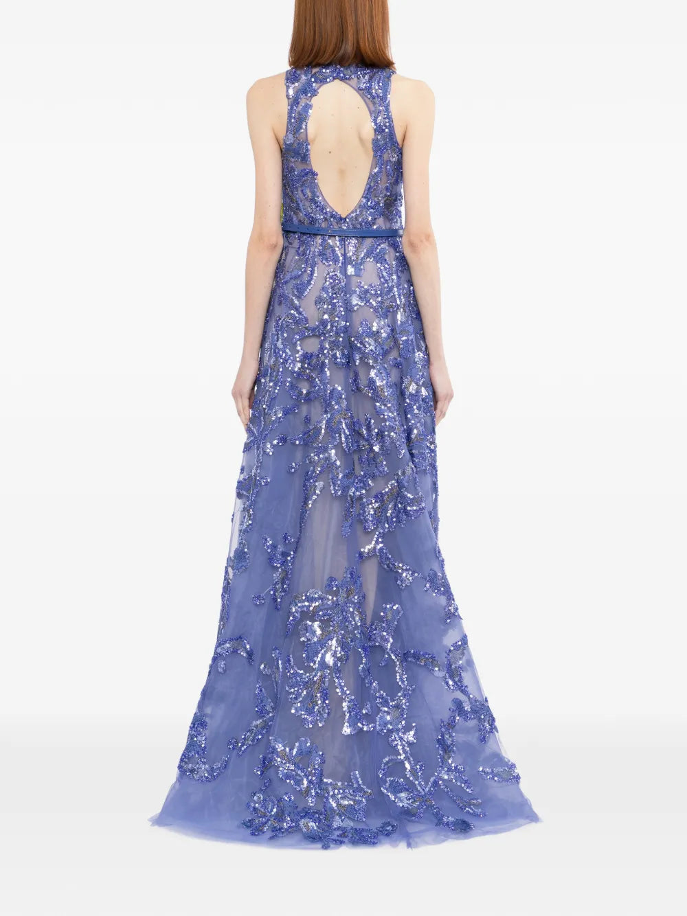 Embroidered Tulle Long Dress