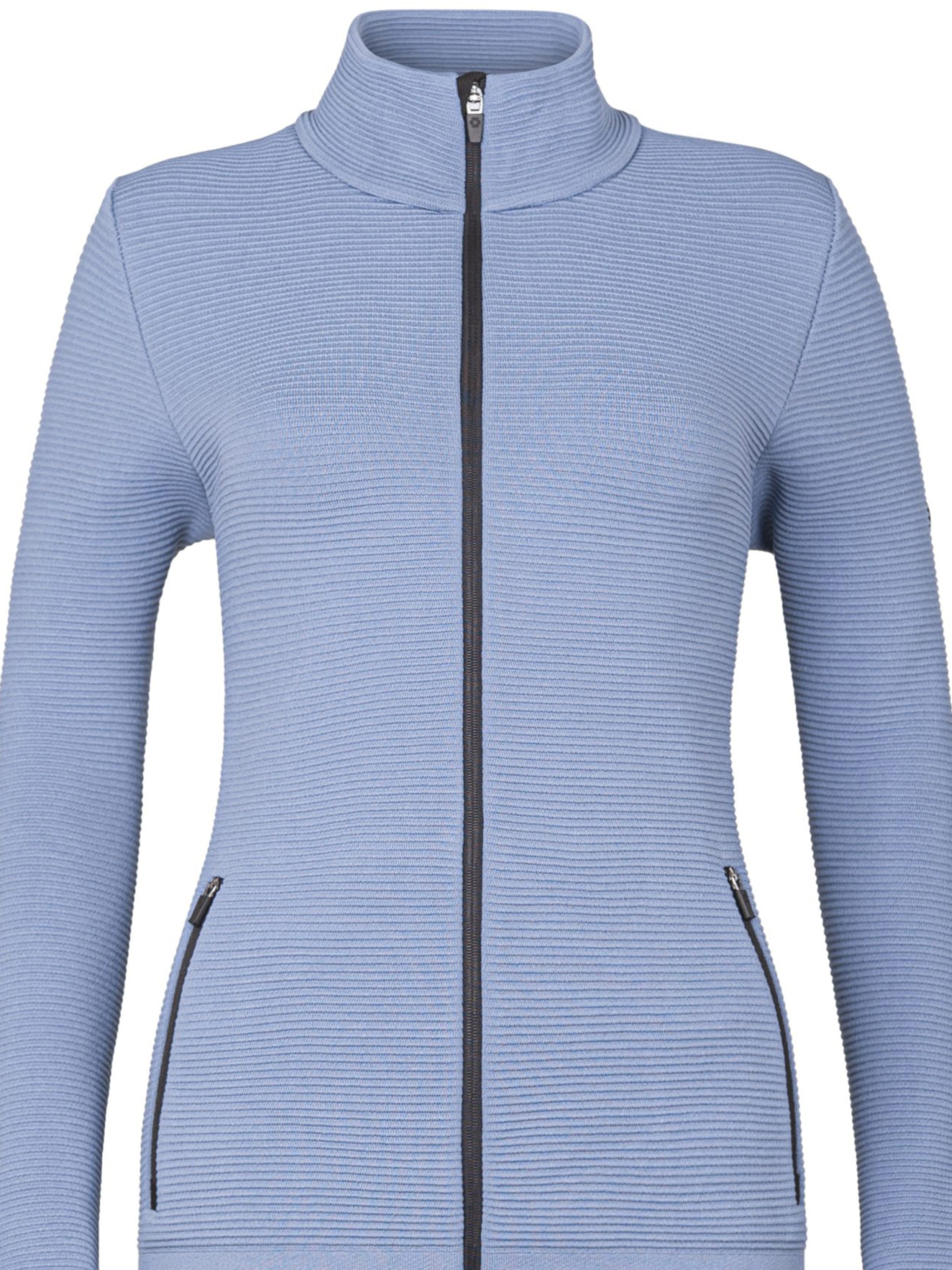 Blue Senales Ribbed Knit Technical Ski Jacket