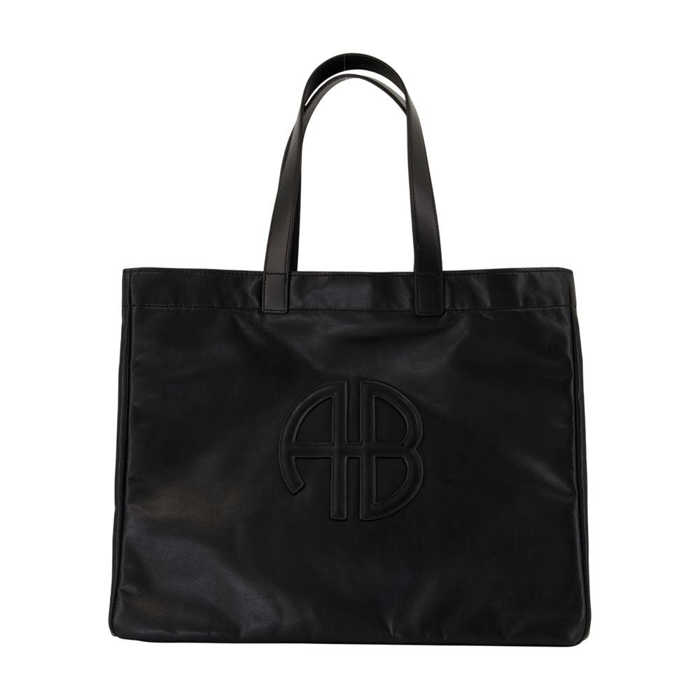 Large Rectangular Black Calfskin Shopping Bag