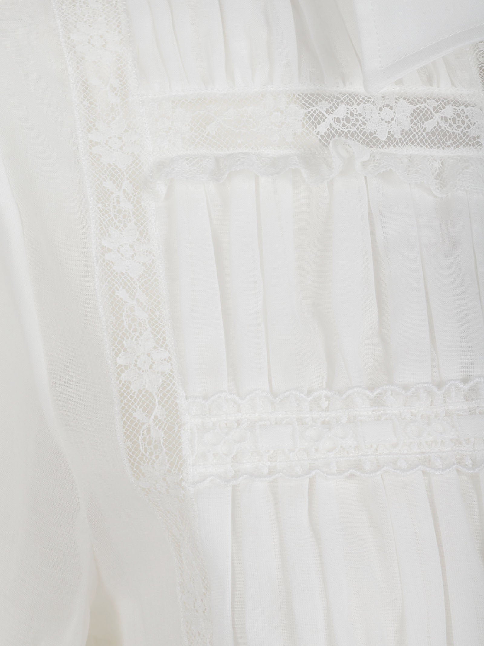 White Cotton Shirt with Lace Panels
