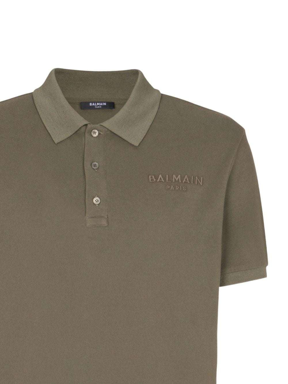 Muted Olive Embroidered Logo Short Polo