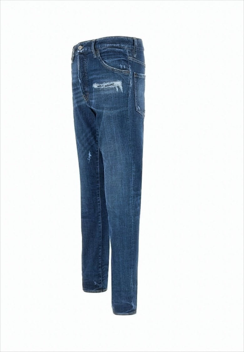 Distressed Denim Pants with Slim Fit