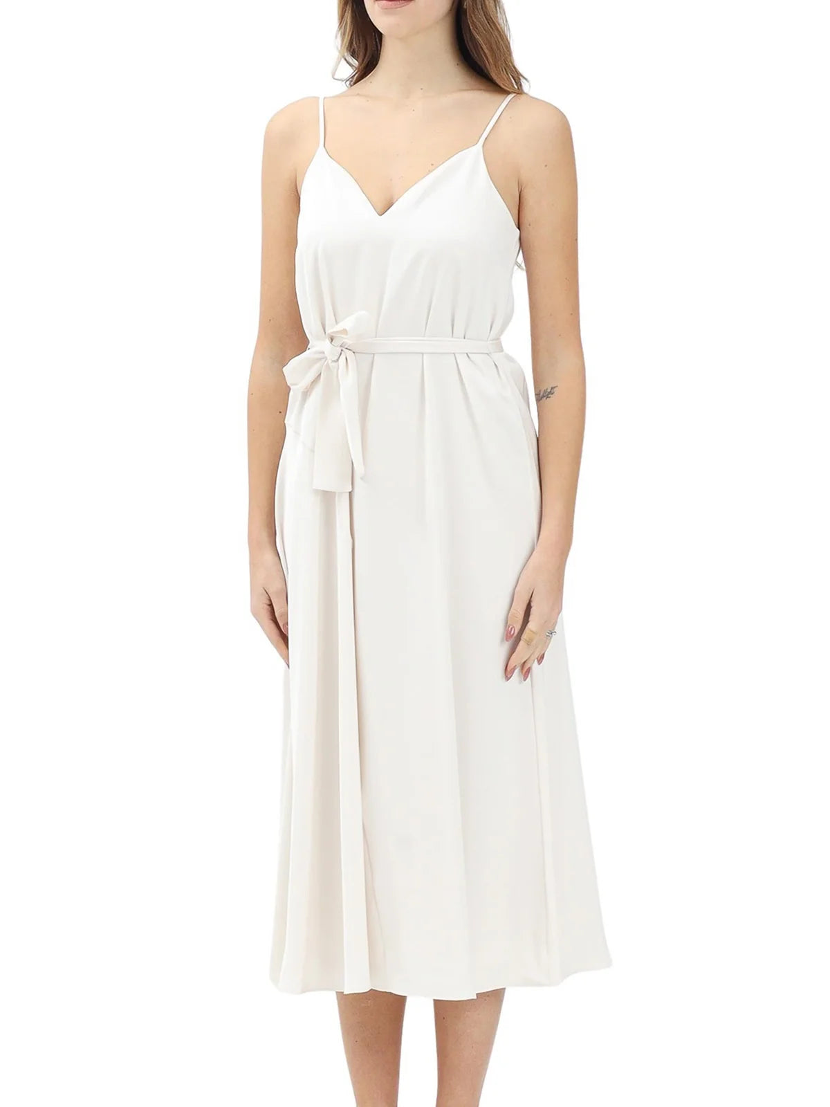 White Satin Polyester Dress