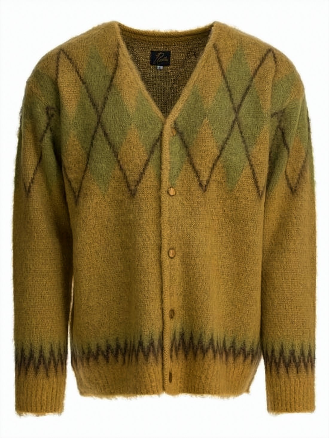 Argyle Pattern Mohair Blend Cardigan