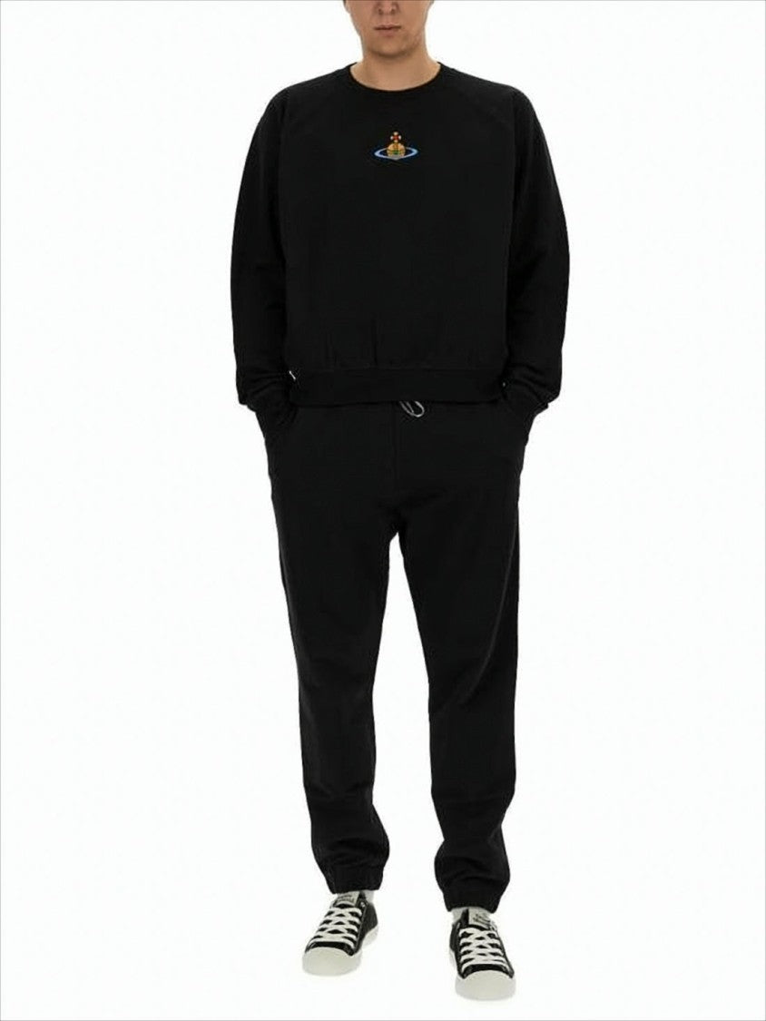 Long-Sleeve Cotton Top with Embroidered Emblem