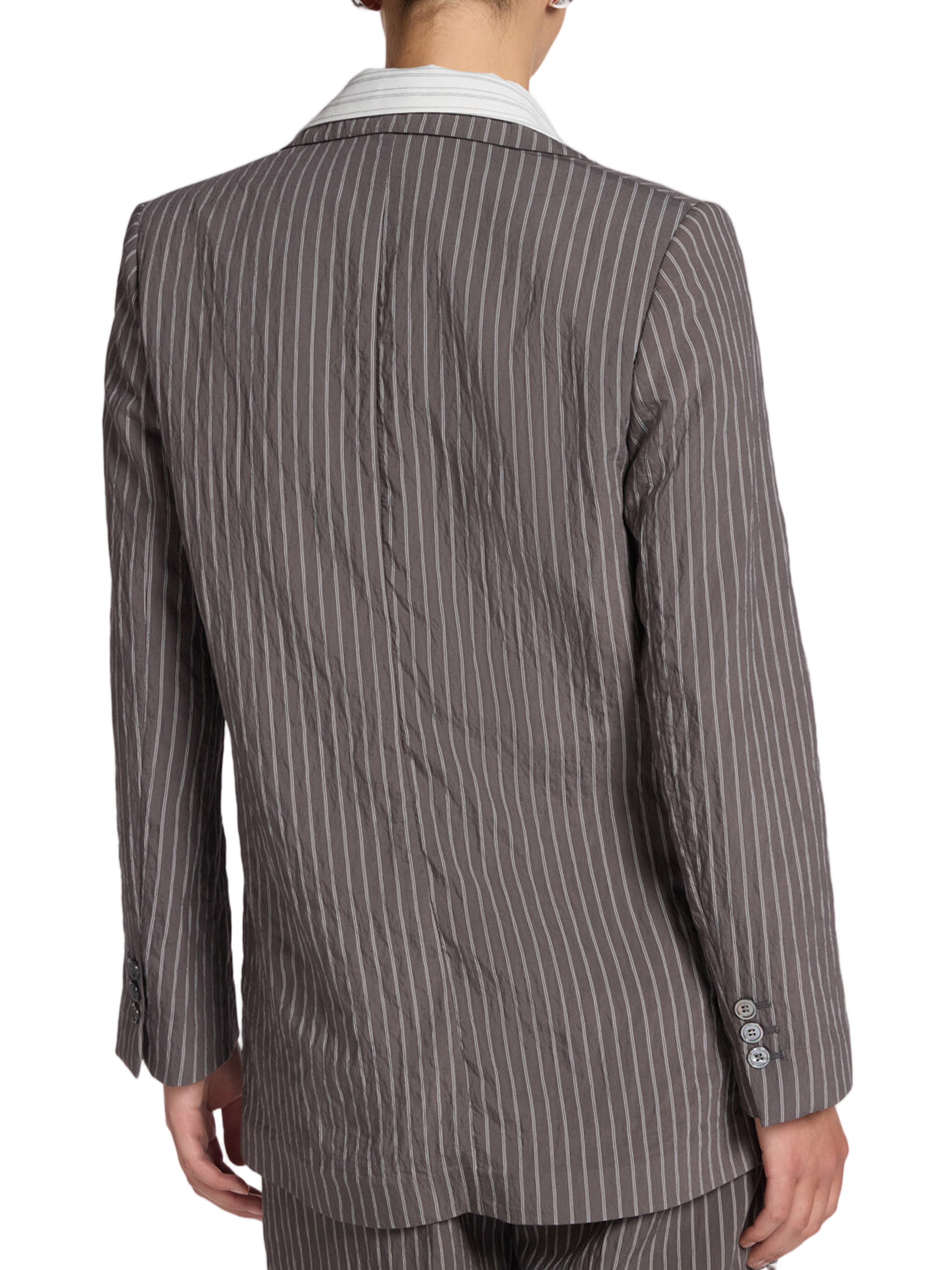 Classic Tailored Brown Pinstripe Woven Blazer